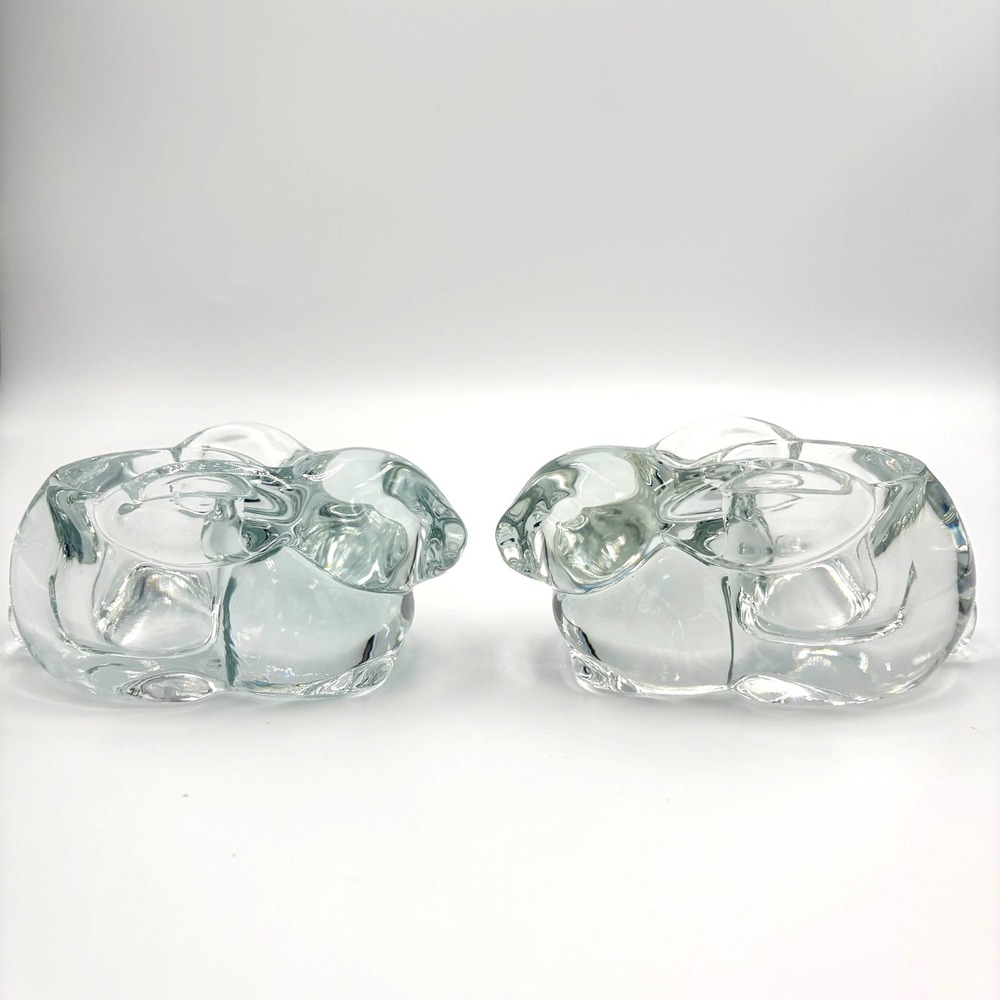 Indiana Glass Clear Bunny Rabbit Votive Candle Holder -Set of 2